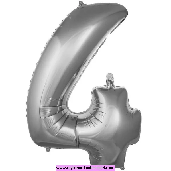 4 Rakam Gümüş Folyo Balon